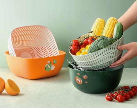 全新包邮！！果蔬沥水篮洗菜盆篮子双层厨房家...