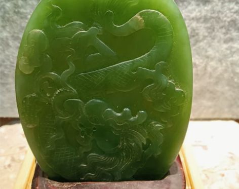 旧藏 青玉 碧玉 玉雕摆件 玉高9.7宽6...