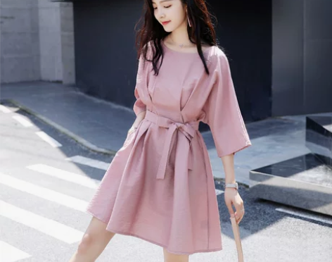 很仙的棉麻文艺连衣裙款韩版气质收腰显瘦减龄...