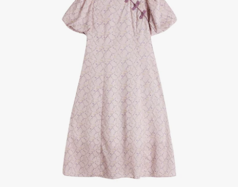 MSHI CLUB粉紫色仙女裙温柔复古风改...