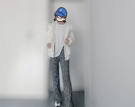 2022秋冬港风复古图案针织开叉喇叭拖地裤...