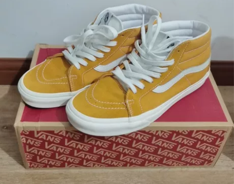 VANS 万斯 SK8-mid 中帮 白黄...