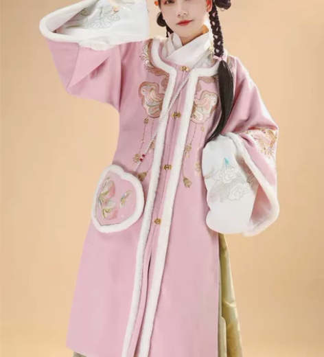 都城南庄汉服小桃桃圆领对襟长袄中国风拜年汉...