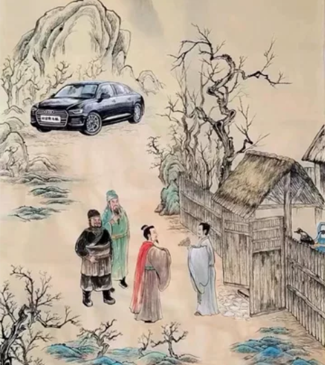 三国时期名画三顾茅庐，附字出师表！   三...