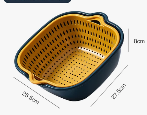 沥水篮洗菜盆双层厨房镂空篮子洗菜篮家用客厅...