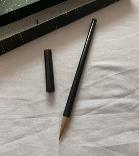 放漏精品高端狼毫小楷毛笔带帽整支黑檀木笔杆...