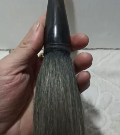 民国老牛角毛笔，纯羊毫京抓二号大斗笔，角质...