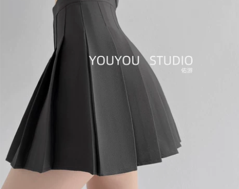 百褶裙 百褶裙短裙灰色高腰女秋冬毛呢202...