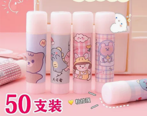 100个 卡通固体胶速干胶棒学生实用学习用...