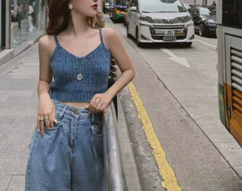 吊带背心女2020春夏新款复古针织毛线短款...