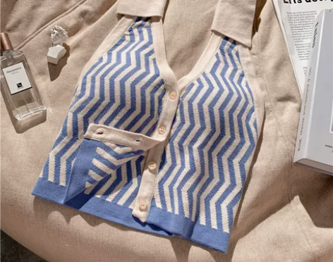 挂脖吊带女内搭外穿性感针织条纹美背背心欧美...