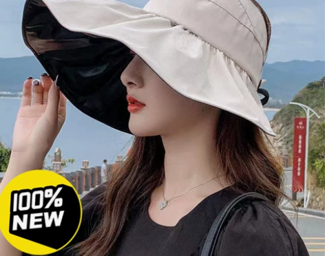 黑胶大帽檐防晒遮阳帽夏季隔热防紫外线空顶帽...
