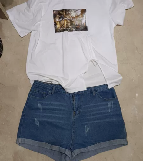全新高腰牛仔短裤女秋季2022新款宽松阔腿...