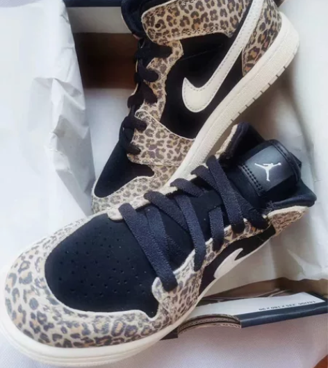 闲置正品Jordan 1豹纹高帮乔丹板鞋童...