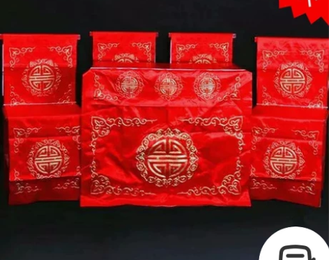 中式婚礼道具摆件马鞍火盆弓箭龙凤桌椅套披路...