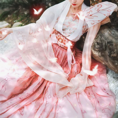 都城南庄汉服 花月痕齐腰襦裙春夏淡雅中国风...