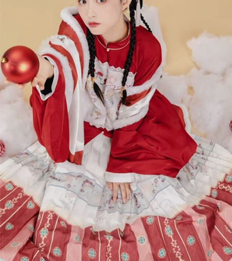 正版汉服出租｜七月夕 走秀款 绒果 袄裙立...