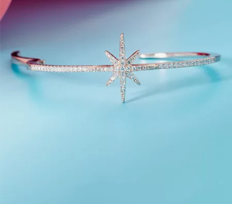 APM Monaco六芒星开口手镯银色，正...