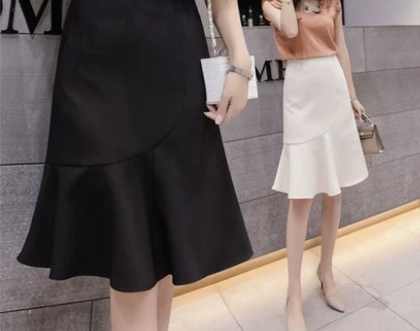 鱼尾裙a字裙半身裙夏女荷叶边2018新款高...