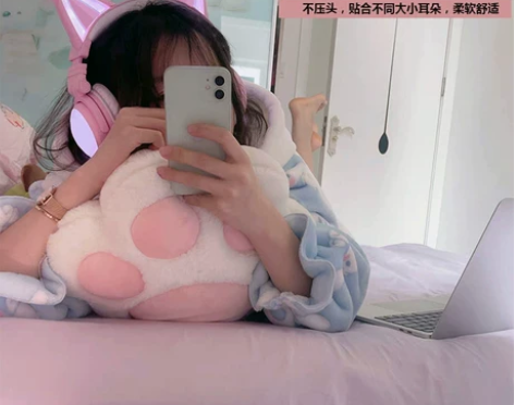 可爱猫耳朵耳机七色光二次元cosplay耳...
