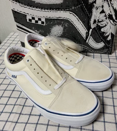 44码VANS范斯白色职业滑板鞋低帮Pro...