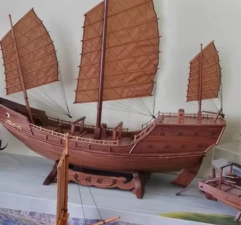 郑和宝船模型下西洋一帆风顺帆船摆件实木中式...