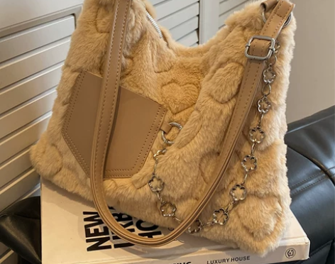 毛绒包包女大容量2022新款时尚秋冬单肩斜...