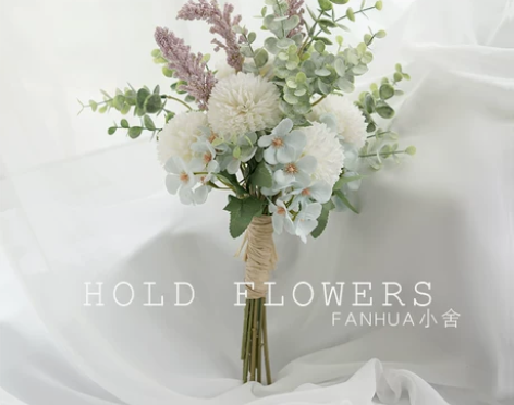 手捧花仿真森系尤加利新娘伴娘婚礼手拿假花家...