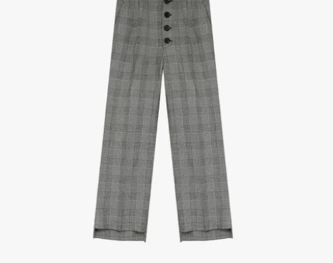 灰色 格纹休闲裤 女复古方格 九分休闲裤 ...