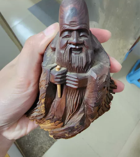 一木根雕寿老人 寿星 日本回流 木雕  随...