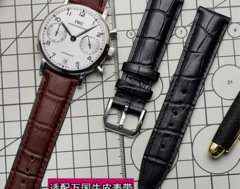 卡特文鳄纹真皮表带 适配万国IWC飞行员 ...
