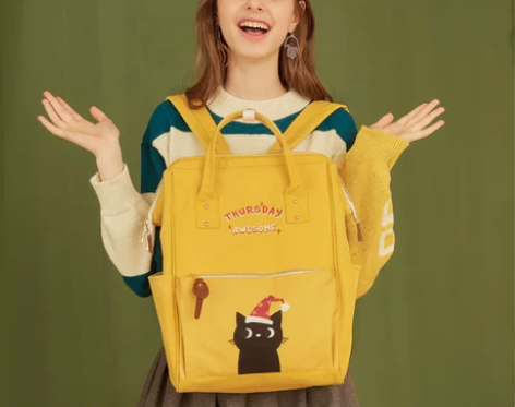 VANWALK 甜美中学生书包女双肩包韩版...