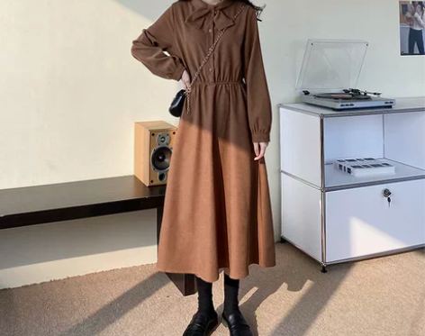 复古小个子裙子2021新款早春季法式收腰显...