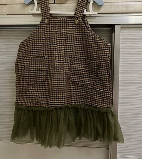 加绒背带裙格子连衣裙110码 适合身高95...