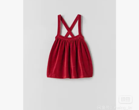 Zara婴童红裙子灯芯绒背带裙。86码。全...