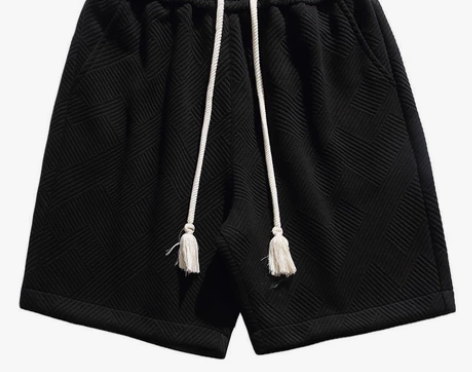 悟空有货日系纯色设计感抽绳运动五分裤子男夏...