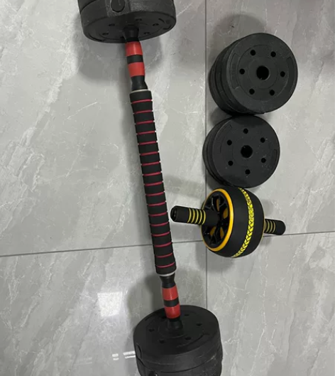 闲置哑铃 健腹轮，哑铃重量共33斤，可组合...