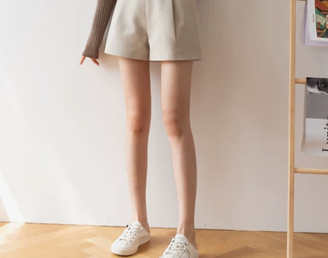 短裤女 休闲裤短裤毛呢阔腿女秋冬2021新...