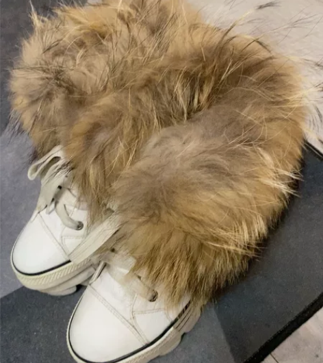 小白鞋  厚底运动鞋高跟皮毛  穿过几次 ...