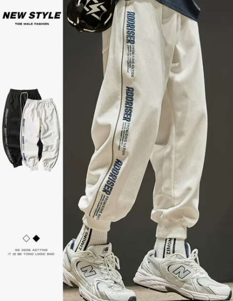 休闲裤子运动男款冬季加绒白色束脚裤男生卫裤...