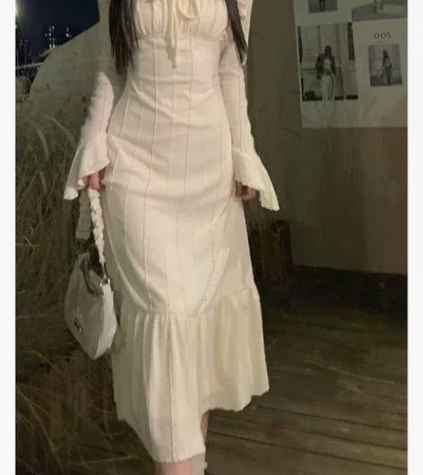 DREAM SEVEN77 荷叶边长袖连衣...