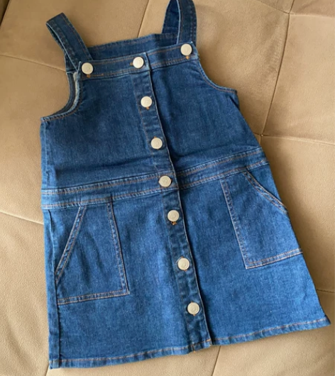 女童牛仔背带裙 100码 胸围32 裙长5...