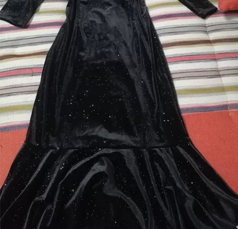 复古国风韩国丝绒旗袍鱼尾裙连衣裙长裙春秋星...