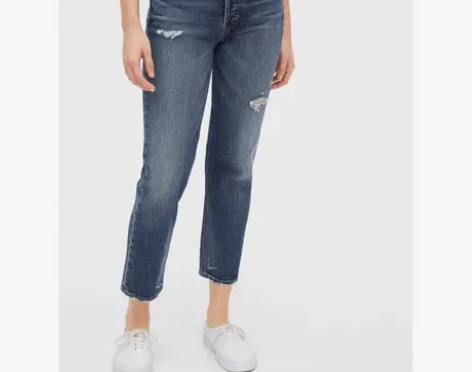 Gap水洗破洞牛仔裤春季直筒裤 穿过一次,...