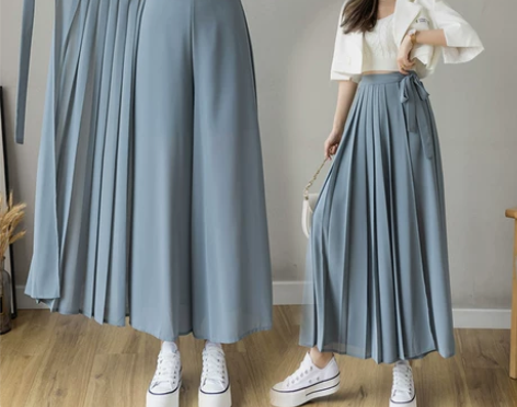 不规则阔腿裤女夏季2021年新款高腰大码雪...