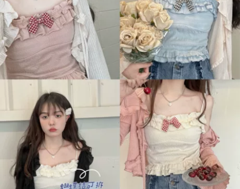 doll原创【奶油布丁】甜辣纯欲蝴蝶结吊带...