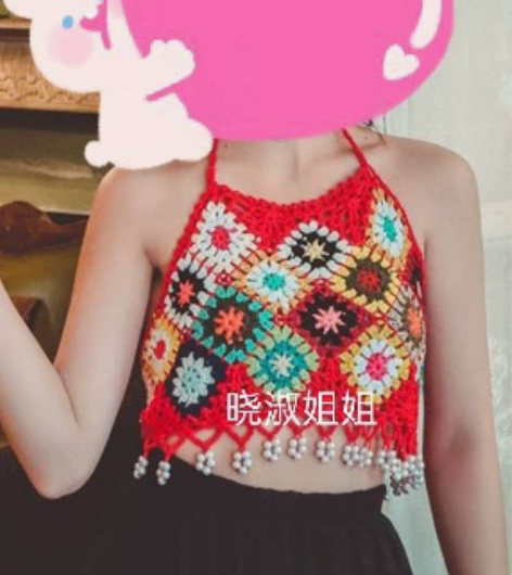 夏季背心古着商店复古女新款钩花设计感温柔风...