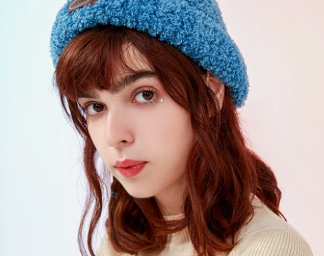 三福帽子女2021冬季简约复古细圈圈纱瓜皮...