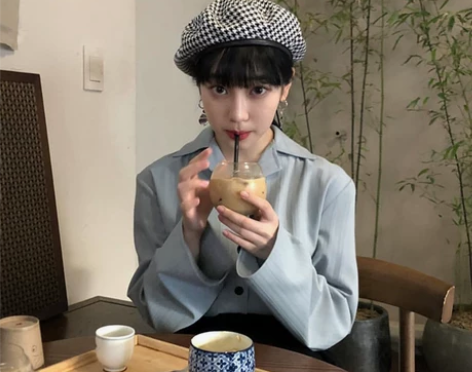 千鸟格网红贝雷帽女秋冬韩版日系百搭潮ins...