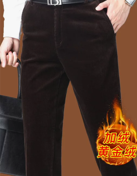恒源祥裤子加绒 加绒裤子爸爸男士秋冬季加厚...